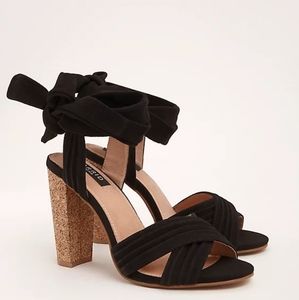 Torrid Genuine Suede ankle wrap cork heel